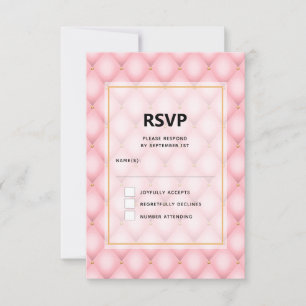 Luxe roze getufte diamanten patroon bruiloft RSVP kaartje