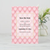 Luxe roze getufte diamanten patroon bruiloft save the date (Staand voorkant)