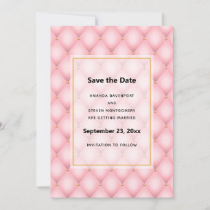 Luxe roze getufte diamanten patroon bruiloft save the date