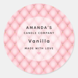 Luxe roze getufte diamanten patroon kaars Business Ronde Sticker