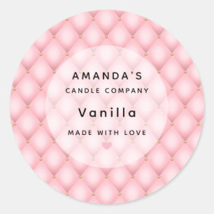 Luxe roze getufte diamanten patroon kaars Business Ronde Sticker