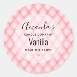 Luxe roze getufte diamanten patroon kaars Business Ronde Sticker