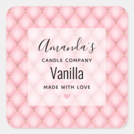 Luxe roze getufte diamanten patroon kaars Business Vierkante Sticker