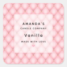 Luxe roze getufte diamanten patroon kaars Business Vierkante Sticker