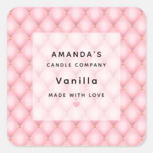 Luxe roze getufte diamanten patroon kaars Business Vierkante Sticker