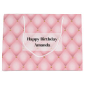 Luxe roze getufte diamanten patroon verjaardag groot cadeauzakje (Voorkant)