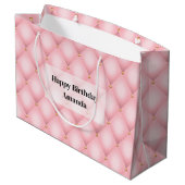 Luxe roze getufte diamanten patroon verjaardag groot cadeauzakje (Achterkant Gekanteld)