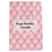 Luxe roze getufte diamanten patroon verjaardag medium cadeauzakje (Achterkant)