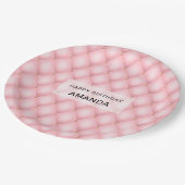 Luxe roze getufte diamanten patroon verjaardag papieren bordje (Gekanteld)