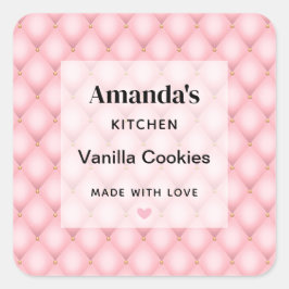 Luxe roze getufte diamanten patroonkeuken vierkante sticker
