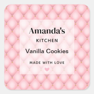 Luxe roze getufte diamanten patroonkeuken vierkante sticker