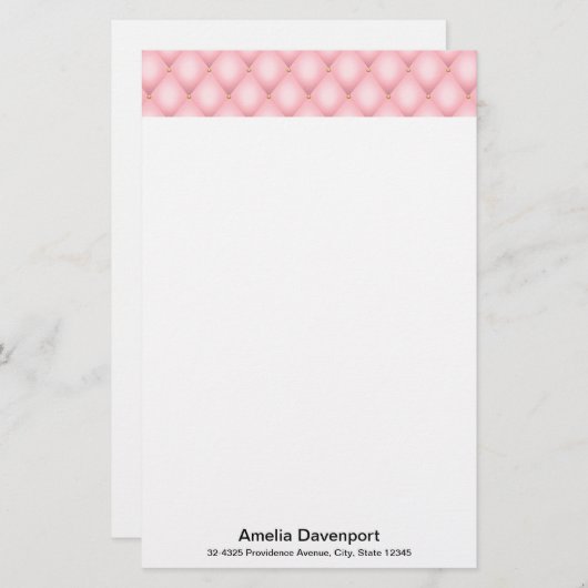 Luxe roze getufte diamanten rand briefpapier (Voorkant / Achterkant)