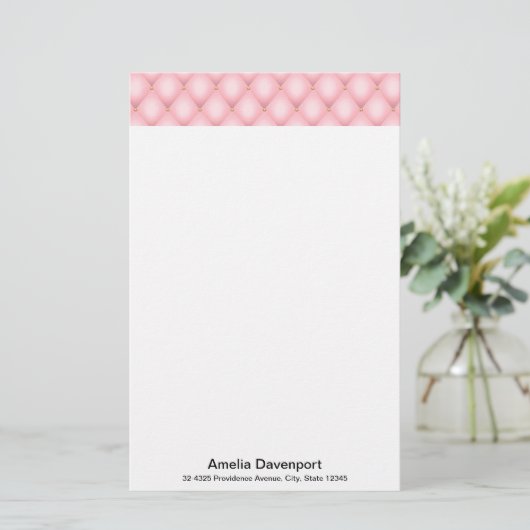 Luxe roze getufte diamanten rand briefpapier (Staand voorkant)