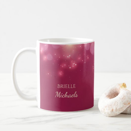 Luxe roze glamour Bokeh Sparkles Koffiemok (Met donut)