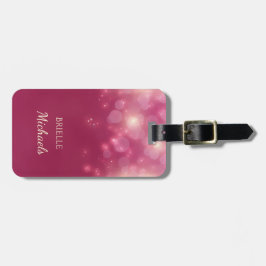 Luxe, roze, glamoureuze bokeh met naam bagagelabel