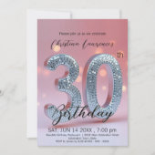 Luxe Roze Glitter 30e Verjaardag Viering Kaart (Voorkant)
