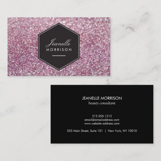 Luxe roze Glitter Beauty Visitekaartje (Voorkant / Achterkant)