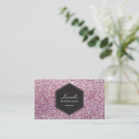 Luxe roze Glitter Beauty Visitekaartje (Staand voorkant)