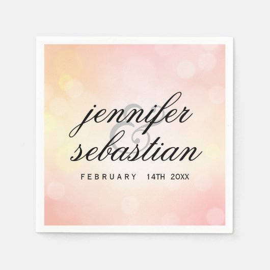 Luxe Roze glitter bokeh BRUILOFT MONOGRAM Servet (Voorkant)