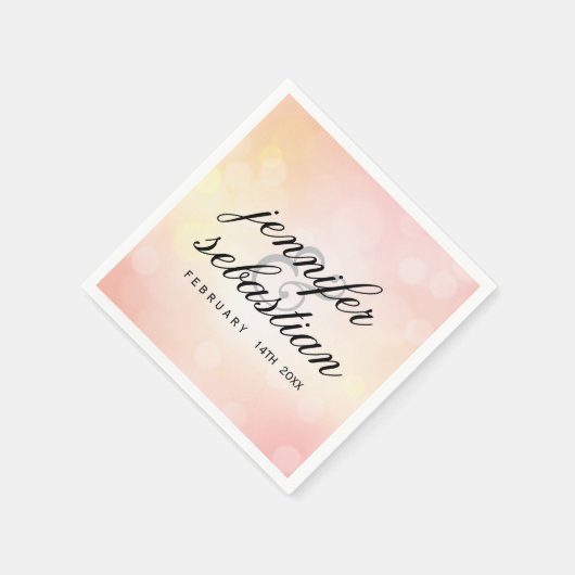 Luxe Roze glitter bokeh BRUILOFT MONOGRAM Servet (Hoek)