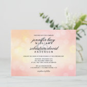 Luxe roze glitter bokeh licht chique bruiloft kaart (Staand voorkant)