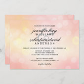 Luxe roze glitter bokeh licht chique bruiloft kaart (Voorkant / Achterkant)