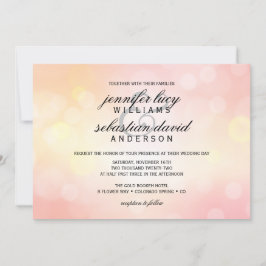 Luxe roze glitter bokeh licht chique bruiloft kaart