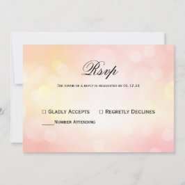 Luxe Roze glitter Bokeh Licht Huwelijksreactie Kaart