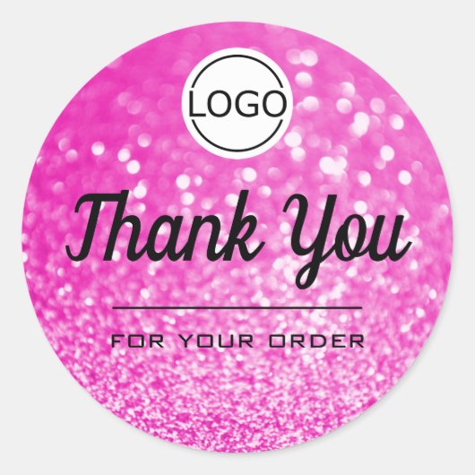 Luxe roze glitter Elegant minimalist Hartelijk dan Ronde Sticker (Voorkant)