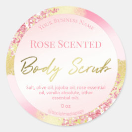 Luxe roze glitter gouden inkt body scrub labels