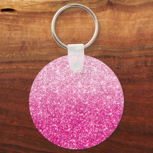 Luxe Roze Glitter Gradiënt Monogram Sleutelhanger (Achterkant)