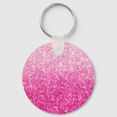 Luxe Roze Glitter Gradiënt Monogram Sleutelhanger (Achterkant)