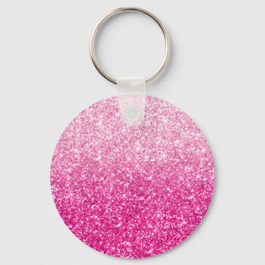 Luxe Roze Glitter Gradiënt Monogram Sleutelhanger (Achterkant)