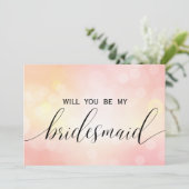 Luxe roze glitter, je wordt mijn bruidsmeisje kaart (Staand voorkant)