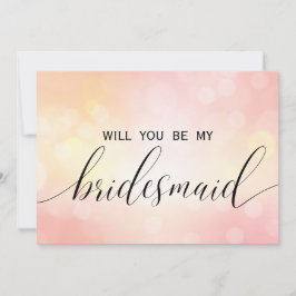 Luxe roze glitter, je wordt mijn bruidsmeisje kaart