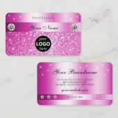 Luxe, roze glitter mousserende sterren toevoegen L Visitekaartje (Voorkant / Achterkant)