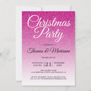 Luxe Roze Glitter Ombre Kerstfeest Kaart
