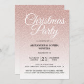 Luxe Roze Glitter Ombre Kerstfeest Uitnodiging (Voorkant / Achterkant)
