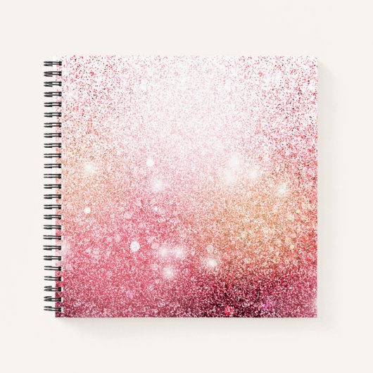 Luxe roze glitter-ontwerp notitieboek (Voorkant)