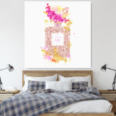 Luxe roze glitter-perfume canvas afdruk (Insitu (Slaapkamer))