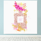 Luxe roze glitter-perfume canvas afdruk (Insitu (Houten vloer))