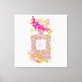Luxe roze glitter-perfume canvas afdruk