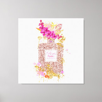 Luxe roze glitter-perfume canvas afdruk