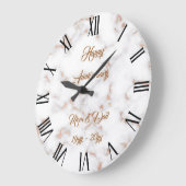 Luxe Roze Glitter Roze Witte Marmer Aanpasbaar Grote Klok (Hoek)