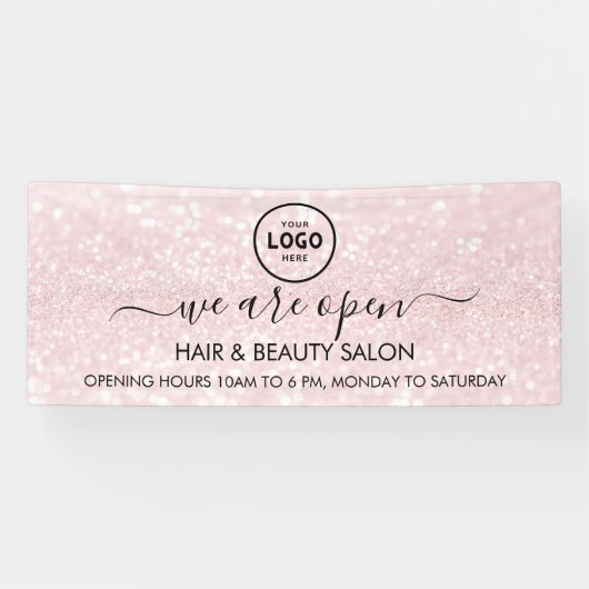 Luxe Roze Glitter Salon Benodigdheden Spandoek (Horizontaal)