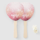 Luxe Roze Glitter sprankelend ontwerp Handwaaier (Voorkant en achterkant)