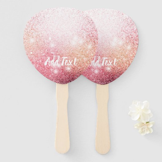 Luxe Roze Glitter sprankelend ontwerp Handwaaier (Voorkant en achterkant)