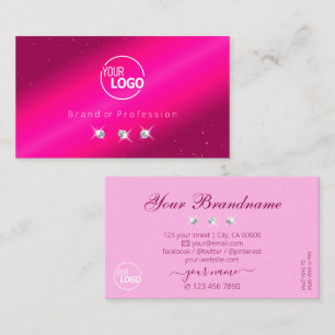 Luxe Roze Glitter Sterren Diamanten met Logo Visitekaartje