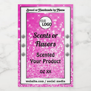 Luxe Roze Glitterende Glanzende Productlabels Logo Voedselcontainer Etiket