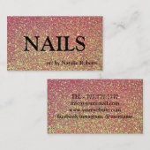 Luxe roze Glittery Nail Pools Visitekaartje (Voorkant / Achterkant)